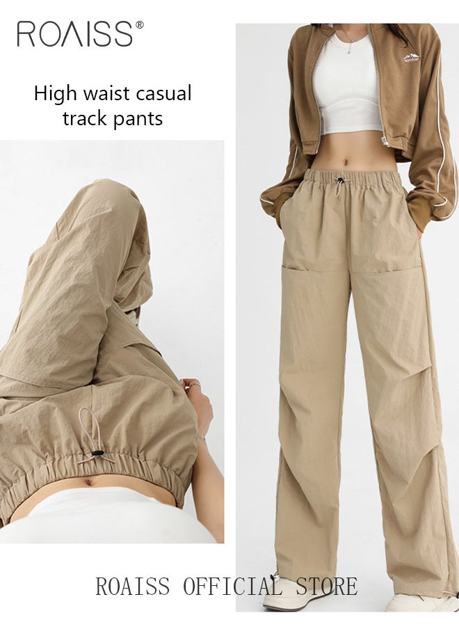 roaiss - Women HighWaisted Utility Pants Casual Drawstring Jogger Leg Shaping Fashionable Slimming Flowy Wide Leg Versatile and Stylish - Image 1