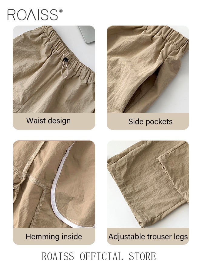 roaiss - Women HighWaisted Utility Pants Casual Drawstring Jogger Leg Shaping Fashionable Slimming Flowy Wide Leg Versatile and Stylish - Image 1