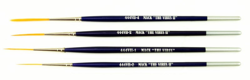 Mack Brush Set of 4 Size 0-4 Series 444VII The Virus II Scrolling Script Pinstriping Brush with Soft Golden Synthetic Hair - Image 2