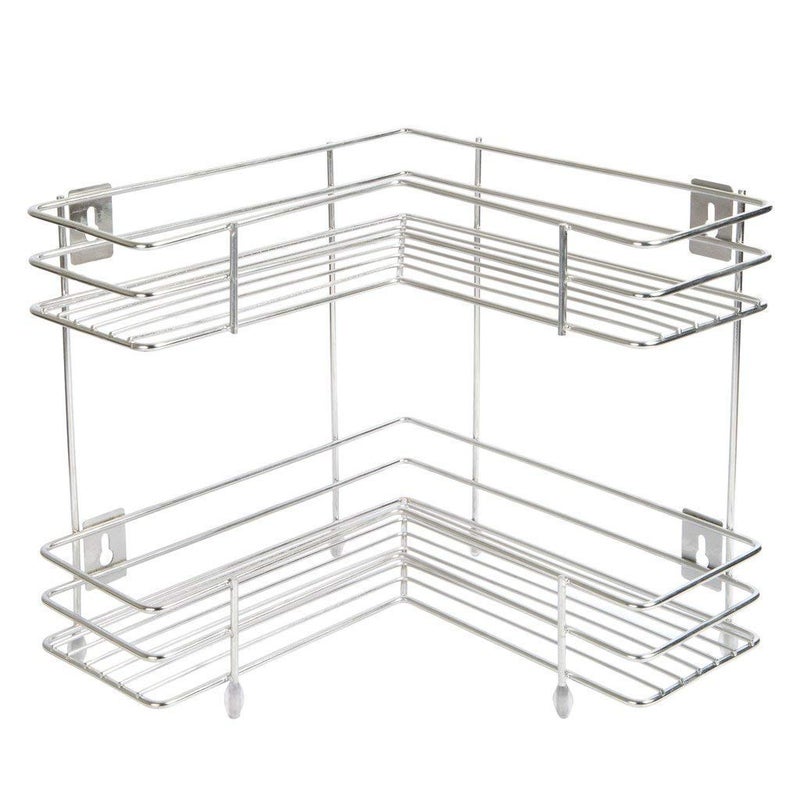 VISHVA Stainless Steel Wired Wall Mount Corner Rack 2 Layer Corner - Image 2
