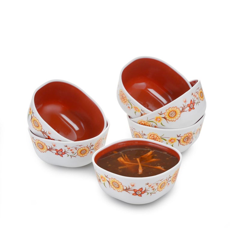 Nayasa Microfresh Square Bowl Deluxe 200 ML | Set of 6 | BPA Free Serving Bowl | Durable and Food Safe Bowls | Multipurpose Serving Dish | Sleek Serving Bowl | Brown - Image 1