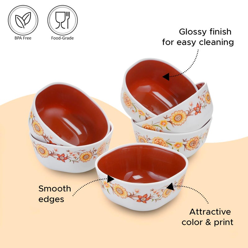 Nayasa Microfresh Square Bowl Deluxe 200 ML | Set of 6 | BPA Free Serving Bowl | Durable and Food Safe Bowls | Multipurpose Serving Dish | Sleek Serving Bowl | Brown - Image 5