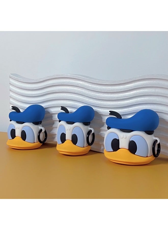 Generic - Cute Cartoon Duck AirPods Pro For Apple Bluetooth Headset 2/3/4 Generation Silicone Protective Cover For Cute-Color:Blue Cap Carto Duck Hook-Applicable Model:AirPods 4(2024) - Image 1