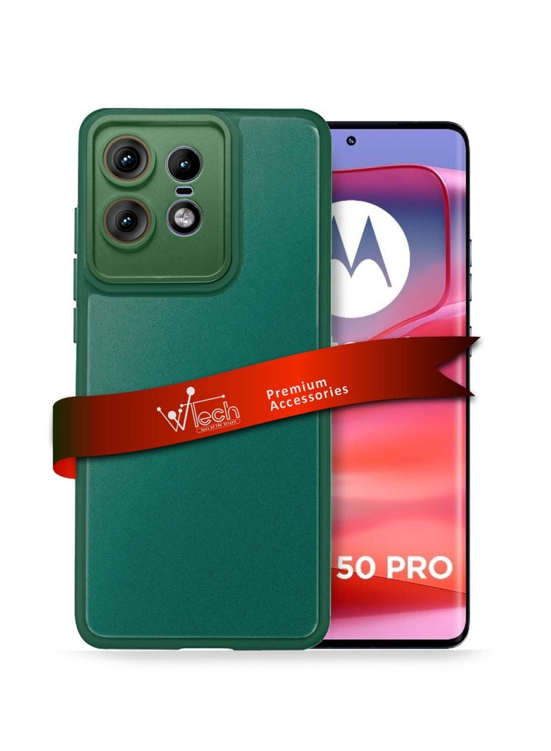 Wtech Hybrid Silicone With Translucent Back Protective Lens Sheild Case Cover For Motorola Edge 50 Pro 5G 2024 Green - Image 1