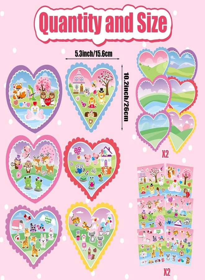 سي واي 2 سايد مجموعة ملصقات قلوب عيد الحب من CY2SIDE - 12 مجموعة من ملصقات الحيوانات المرحة لعيد الحب، مثالية للأنشطة المدرسية للأطفال. اصنع مشهدًا من ملصقات القلوب مع ملصقات حيوانات مثل الخنزير والضفدع، هدايا حفلات يمكنك صنعها بنفسك. - Image 2