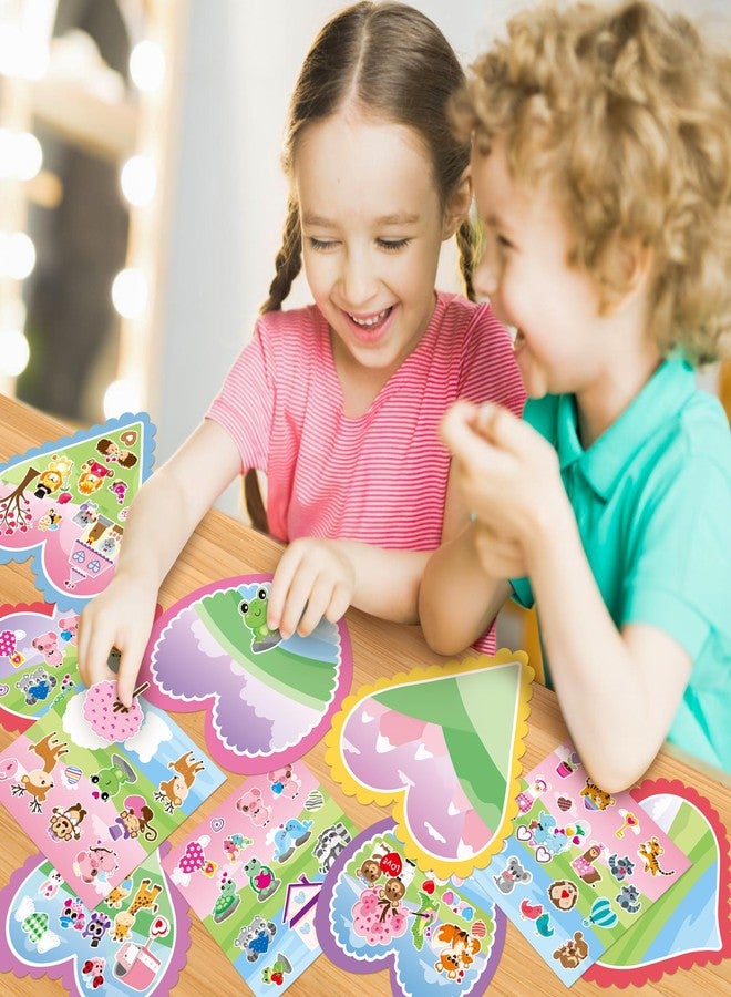 سي واي 2 سايد مجموعة ملصقات قلوب عيد الحب من CY2SIDE - 12 مجموعة من ملصقات الحيوانات المرحة لعيد الحب، مثالية للأنشطة المدرسية للأطفال. اصنع مشهدًا من ملصقات القلوب مع ملصقات حيوانات مثل الخنزير والضفدع، هدايا حفلات يمكنك صنعها بنفسك. - Image 4