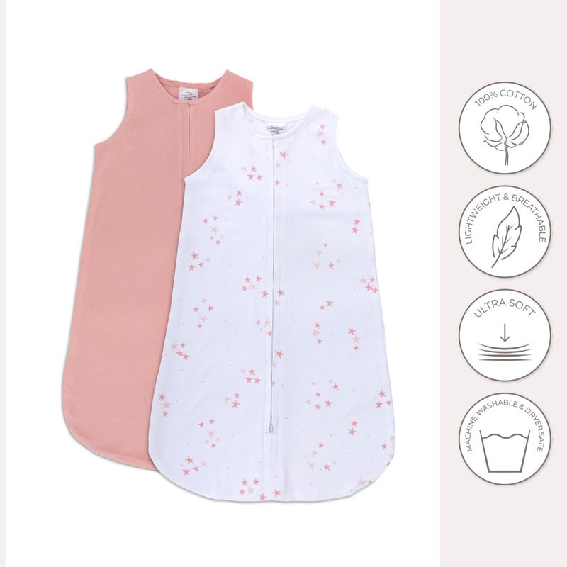 Ely's & Co. Baby Wearable Blanket - Baby Sleep Sack 100% Knit Cotton - Sleep Sack 6-12 Months - Comfy Soft Lightweight, 2-Pack Set Pink For Baby Girl - Image 3