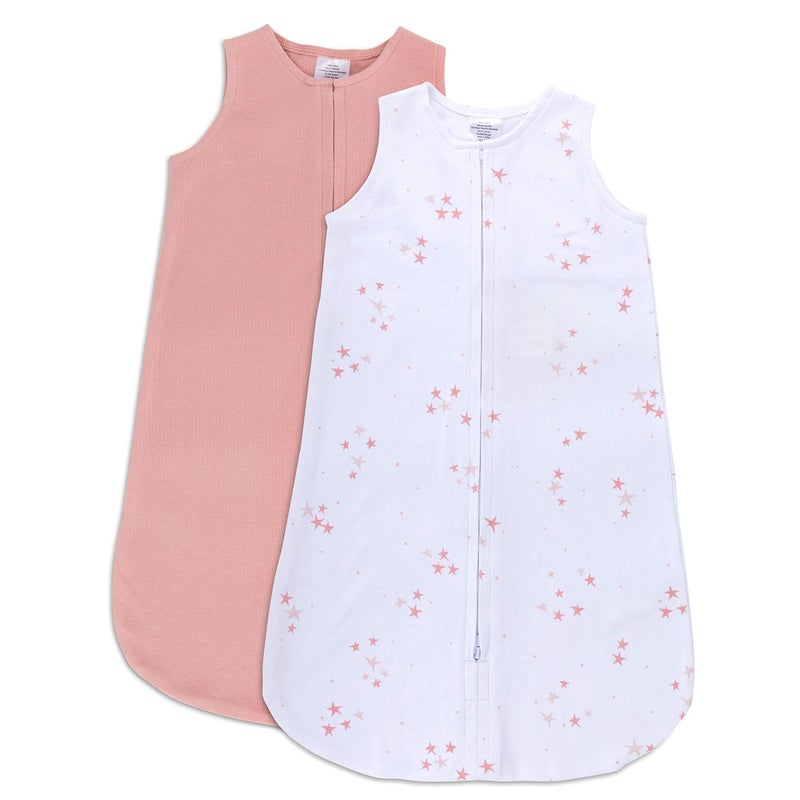 Ely's & Co. Baby Wearable Blanket - Baby Sleep Sack 100% Knit Cotton - Sleep Sack 6-12 Months - Comfy Soft Lightweight, 2-Pack Set Pink For Baby Girl - Image 1
