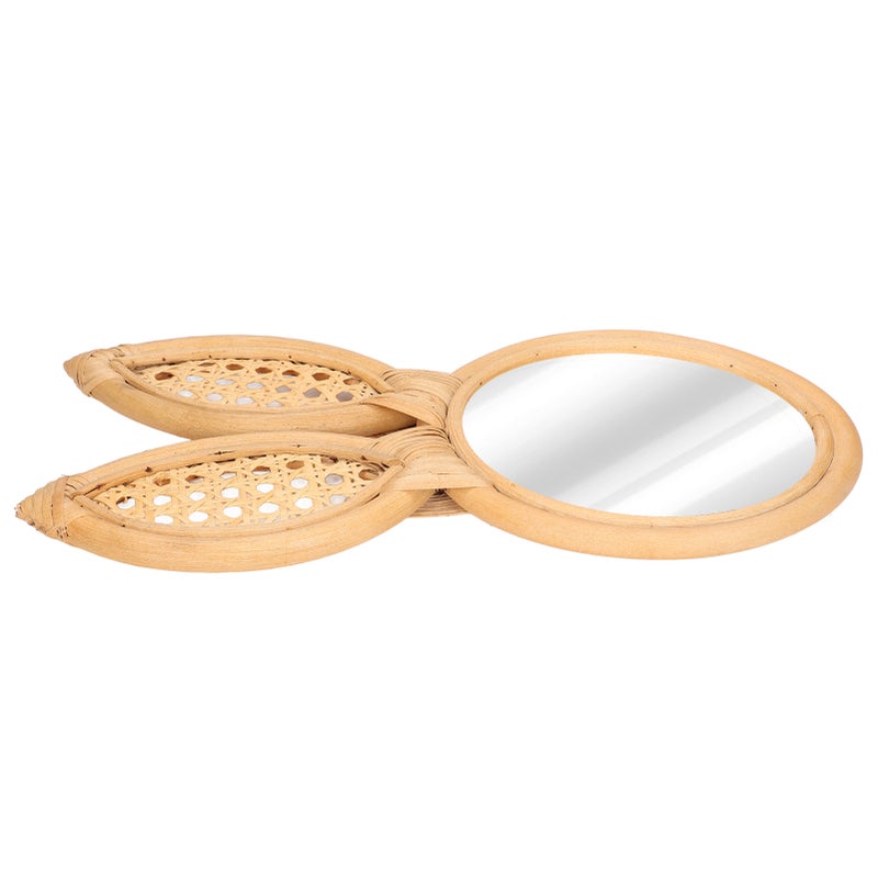 Decorative Mirror Cute Bunny Shape Exquisite Rattan Hanging Wall Mirror for Makeup Home Bedroom Decoration Gift - Image 1