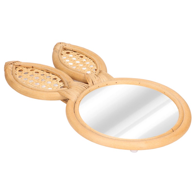Decorative Mirror Cute Bunny Shape Exquisite Rattan Hanging Wall Mirror for Makeup Home Bedroom Decoration Gift - Image 3