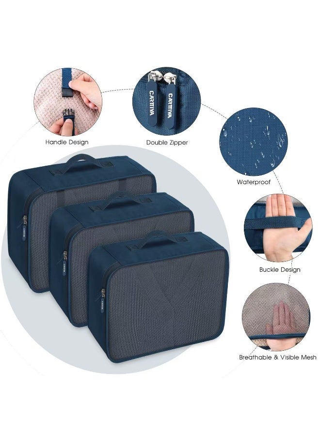 Carttiya 8 Set Packing Cubes Luggage Packing Organizers for Travel Accessories-Indigo - Image 4