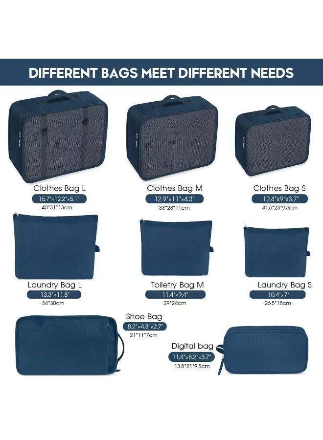 Carttiya 8 Set Packing Cubes Luggage Packing Organizers for Travel Accessories-Indigo - Image 5
