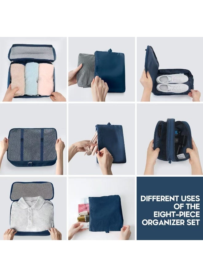 Carttiya 8 Set Packing Cubes Luggage Packing Organizers for Travel Accessories-Indigo - Image 2