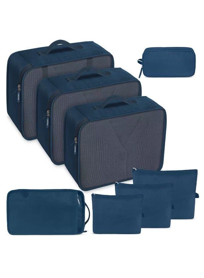 Carttiya 8 Set Packing Cubes Luggage Packing Organizers for Travel Accessories-Indigo - Image 1
