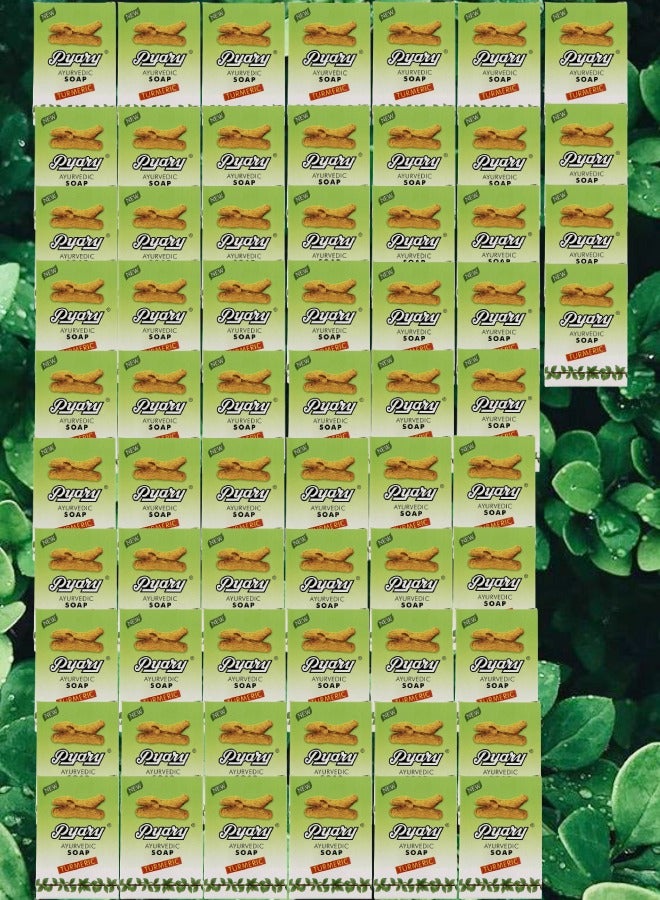 بياري 64 قطع صابون الكركم طبيعي بالكامل مصنوع يدويًا من الايورفيدا نباتي
