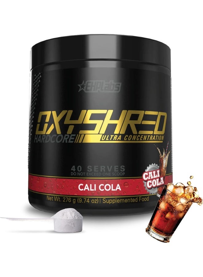EHP Labs Oxyshred Hardcore Thermogenic Fat Burner | Weight Loss Supplement | Energy Booster | Pre Workout | Metabolism Booster | Water Cut | Added L-Carnitine & Cla 40 Servings (Cali Cola) - Image 1