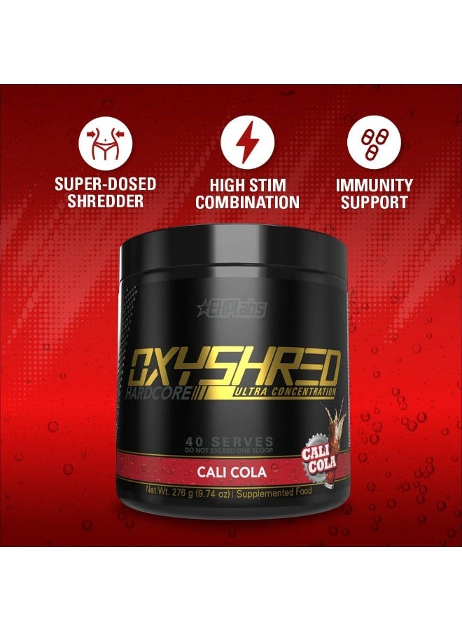 EHP Labs Oxyshred Hardcore Thermogenic Fat Burner | Weight Loss Supplement | Energy Booster | Pre Workout | Metabolism Booster | Water Cut | Added L-Carnitine & Cla 40 Servings (Cali Cola) - Image 4