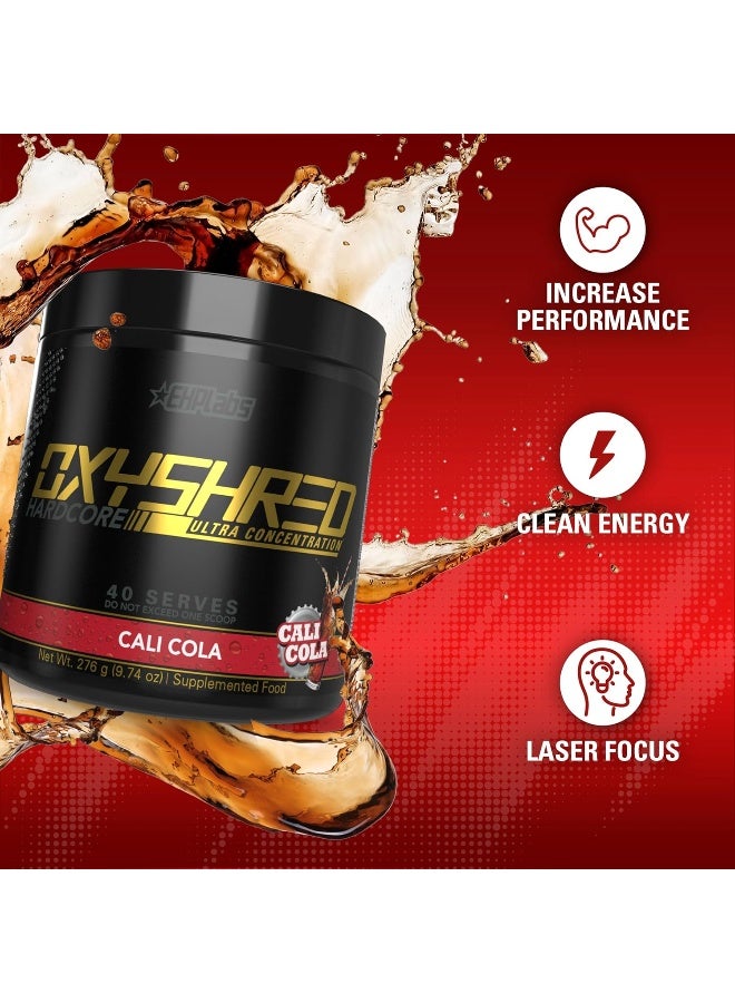 EHP Labs Oxyshred Hardcore Thermogenic Fat Burner | Weight Loss Supplement | Energy Booster | Pre Workout | Metabolism Booster | Water Cut | Added L-Carnitine & Cla 40 Servings (Cali Cola) - Image 3