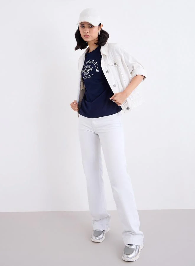 Styli Styli Slogan Print Regular Fit T-Shirt
