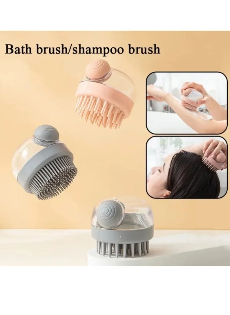 AROAQ Adding Liquid Shampoo Brush, Durable And Comfortable Body Scrubber Brush, Dandruff Removal And Hair Growth Stimulator Brush, Clean Massage Bath Brush For Body, (Grey Design 2)  - Image 3