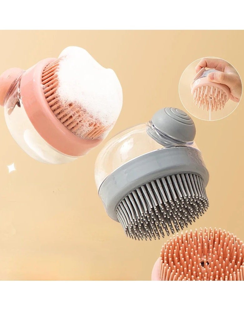 AROAQ Adding Liquid Shampoo Brush, Durable And Comfortable Body Scrubber Brush, Dandruff Removal And Hair Growth Stimulator Brush, Clean Massage Bath Brush For Body, (Grey Design 2)  - Image 5