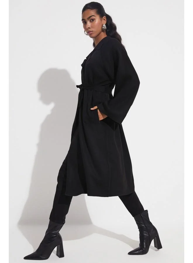 JUNE June Long Knitwear Cardigan Black
