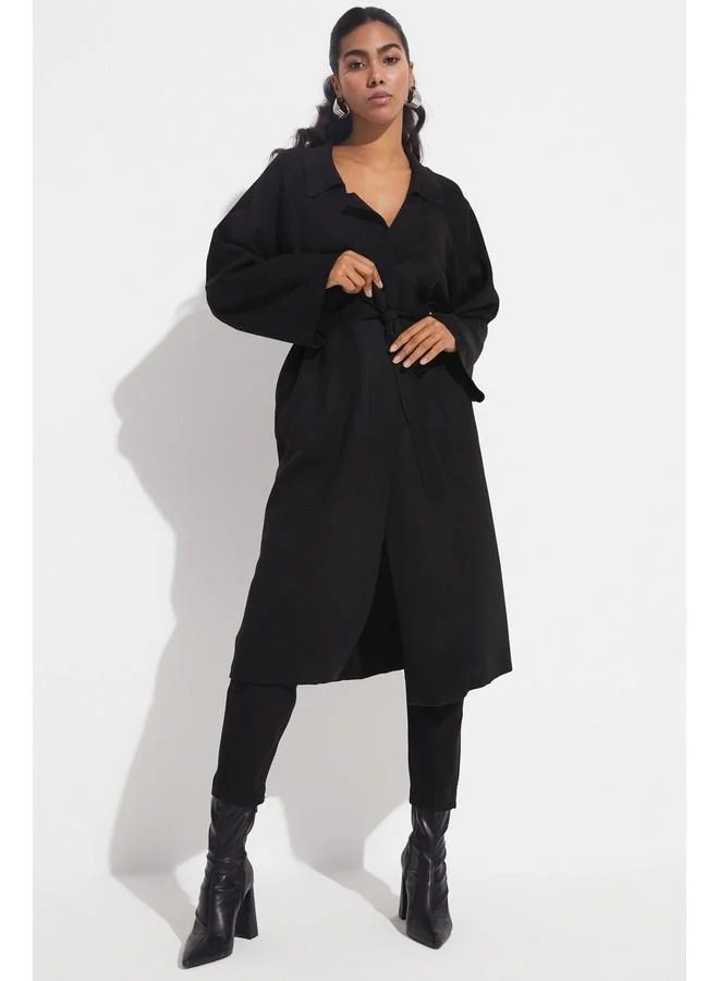 JUNE June Long Knitwear Cardigan Black