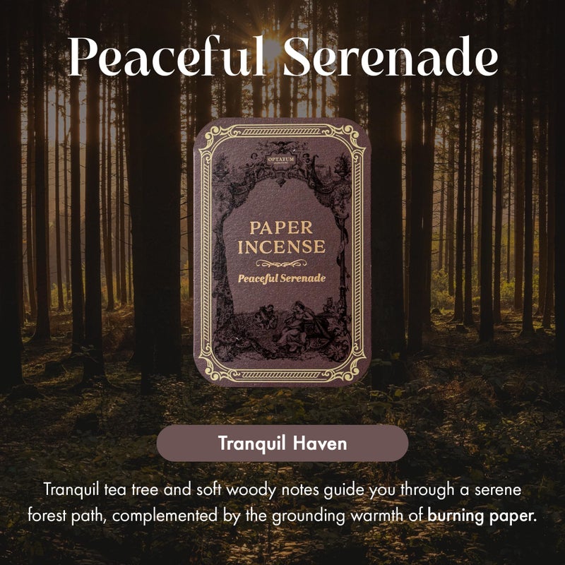 OPTATUM Paper Incense - 48pcs with Vintage Tin Case, Burning Papers Infused with Natural Essential Oils, Quick Usage & Long-Lasting Fragrance, Eliminating Bathroom, Kitchen, Pet Odors - Peaceful Serenade - Image 2