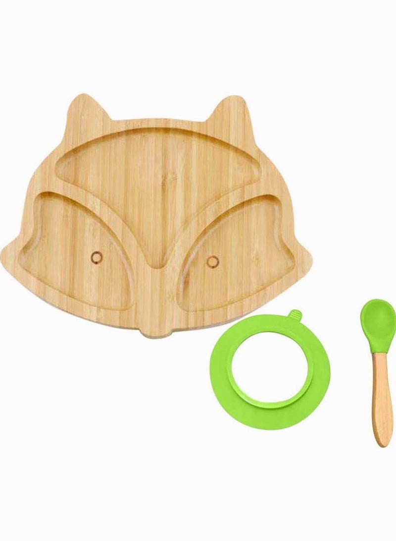 Baby Toddler Dinner Plates - Portable Non Slip Toddler Suction Plate, Stay Put Feeding Plate, Natural Bamboo Toddler Plates - Image 1