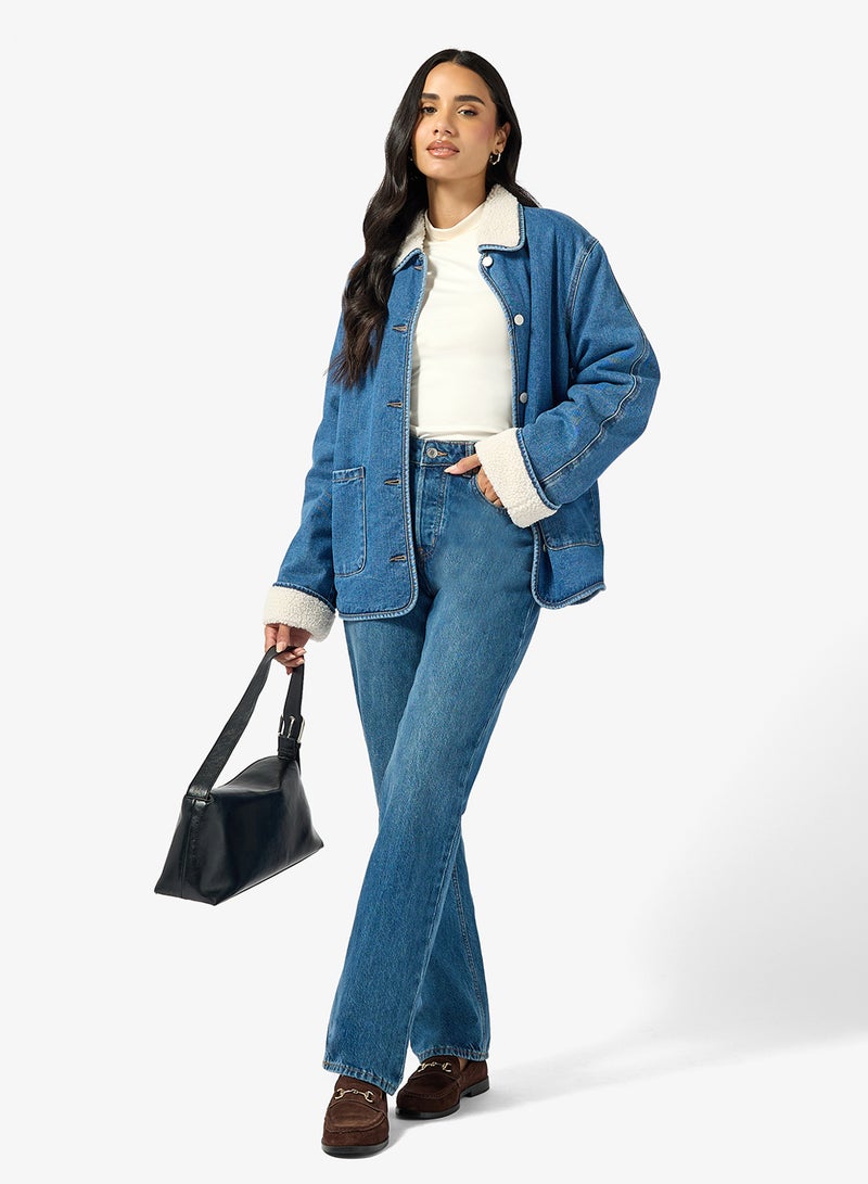 اونلي جاكيت تيدي دنيم طويل الأكمام من أونلاليسون - Image 4