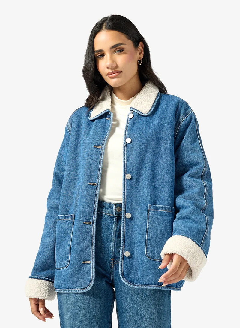 ONLY ONLALLISON Long sleeve TEDDY Denim JACKET