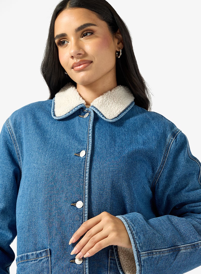 اونلي جاكيت تيدي دنيم طويل الأكمام من أونلاليسون - Image 3