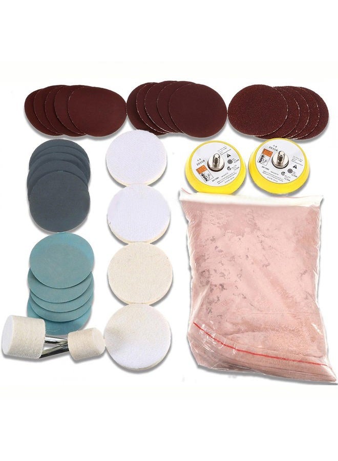 Tookie Glass Polishing Kit, 34Pcs/Set Multifunctional Scratch Remover Window Repair Tool, Cerium Oxide Polishing Powder Polishing Pad and Wheel for Windscreen and Glass - Image 1