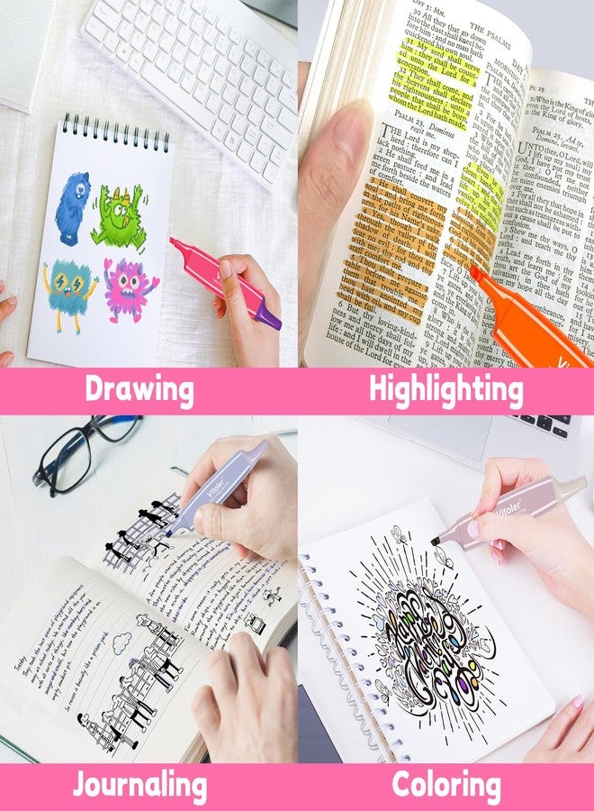 Vitoler 6 Pcs Highlighters Aesthetic Bible Highlighters,12 Assorted Colors Pastel Highlighter, 2 in 1 Dual Tip Bible Highlighter No Bleed,Chisel Tip Marker Pens for Office Supplies - Image 5