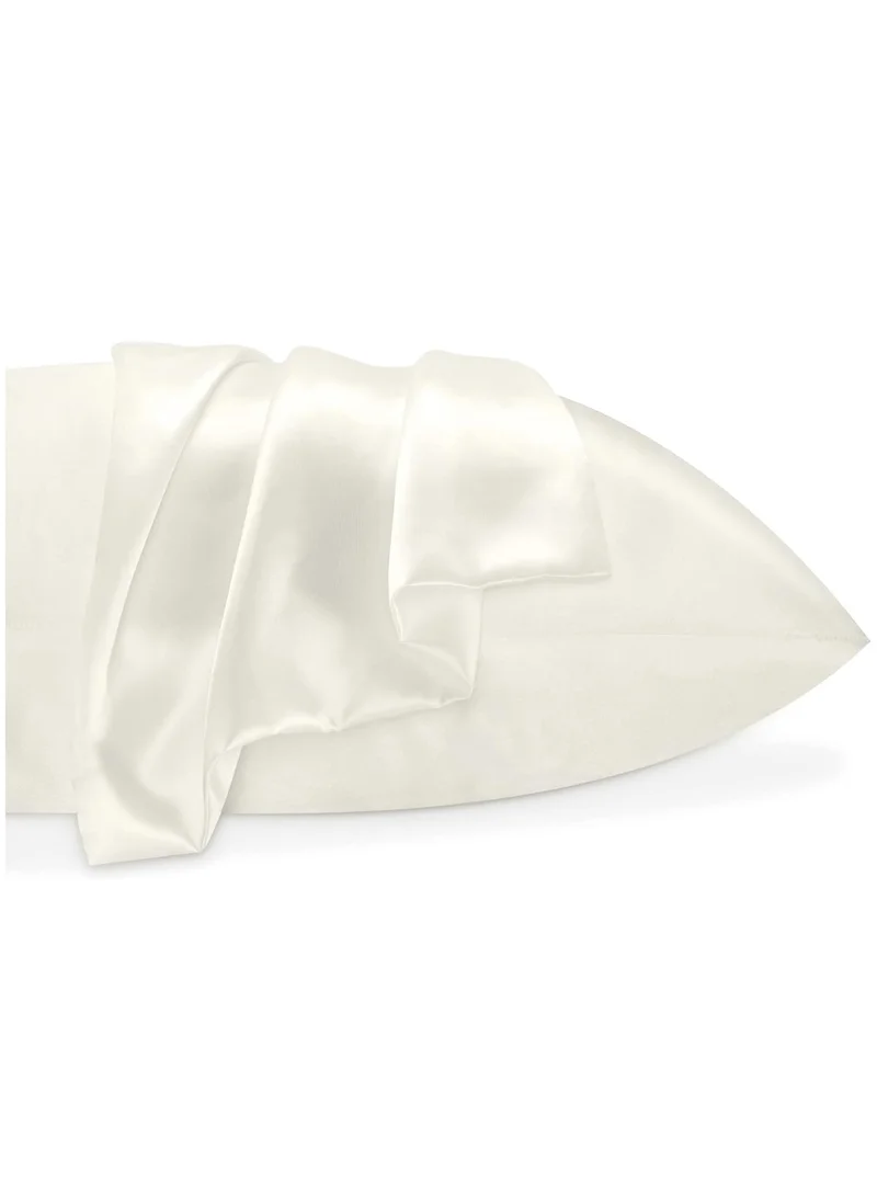 Mahmir Ivory MahMir® Silk Satin Pillowcase for Hair and Skin Queen Ivory White Silk Pillowcase 2 Pack 76L x 51W CM (30x20 Inches) - Satin Pillow Cases Set of 2 with Envelope Closure ( 2pcs Ivory White)  | Best Price UAE