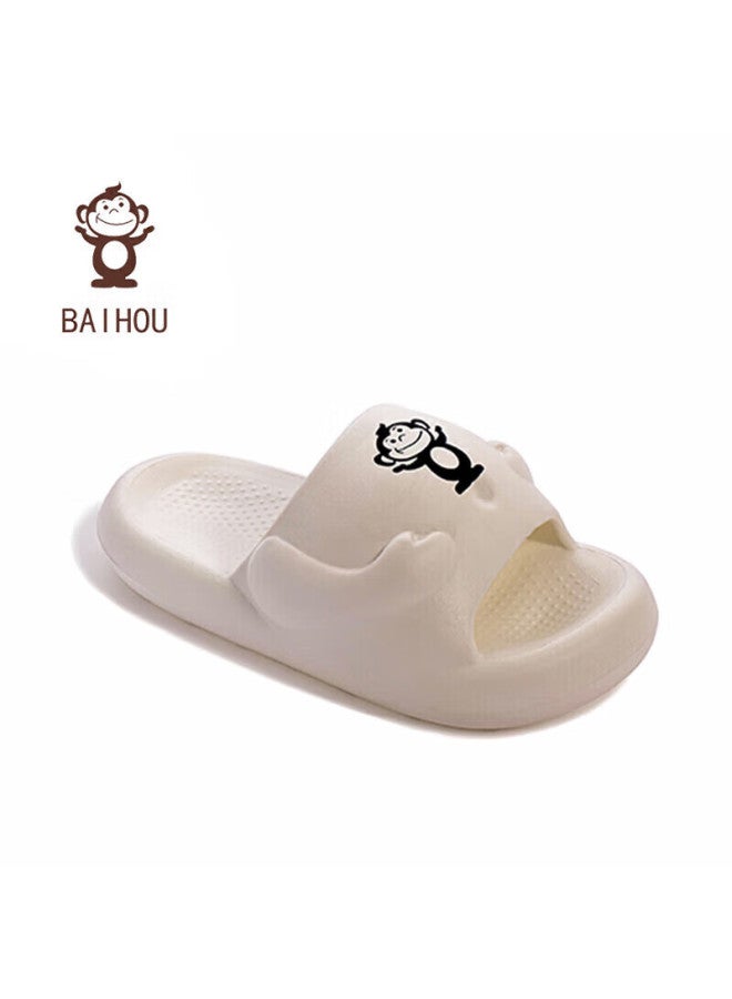 Baihou Summer Cartoon Fashion Thick-soled Squishy Home Bathroom Slippers For Men And Women, 004 White, Size 36-37 - Image 3