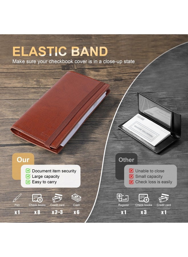 Casmonal Checkbook Covers For Personal Checkbook Holder Rfid Blocking Premium Leather Checkbook Cover For Duplicate Checks - Image 5
