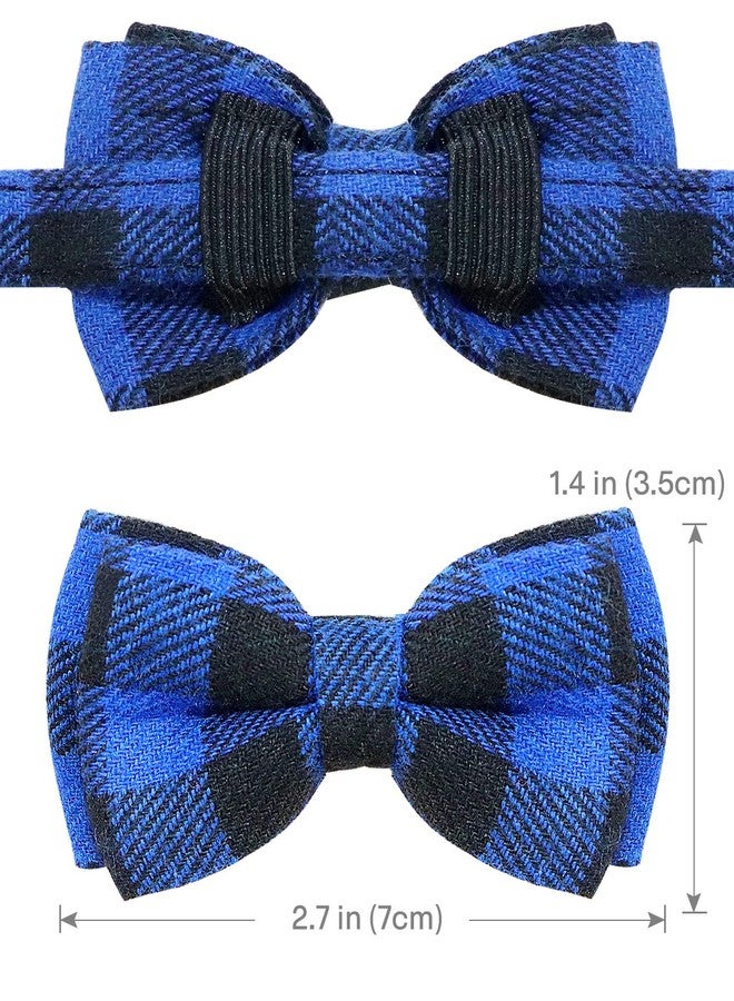 Joytale Upgraded Cat Collar with Bells, Breakaway Cat Collars with Bow Tie, 1 Pack Girl Boy Safety Plaid Kitten Collars, Blue - Image 4