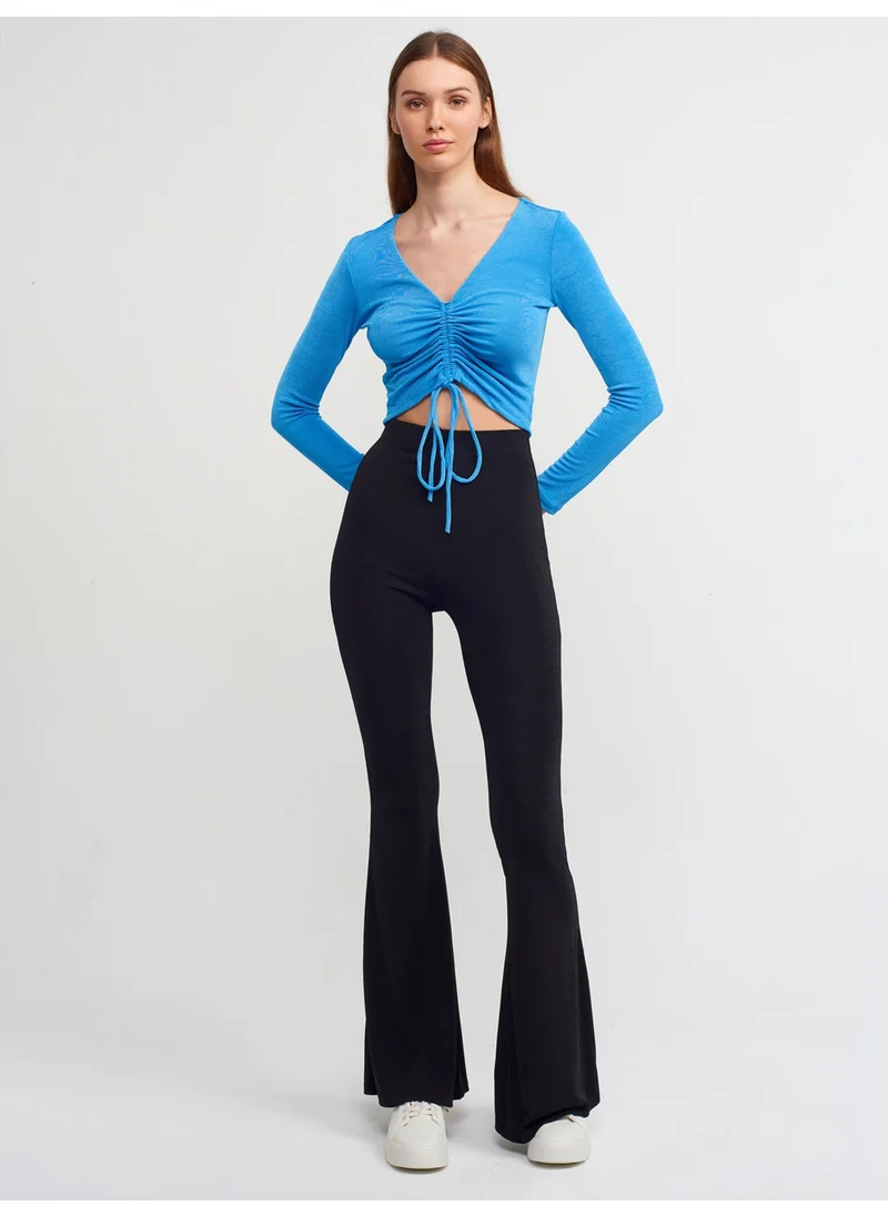 Dilvin 3795 Shirred Top-Blue