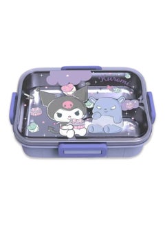 General Cartoon Cute Kuromi Printed All-in-One Bento Box with Spoon Fork Kawaii 4 Point Locking Lunch Box Container for Food Fruit Snacks  - Image 2