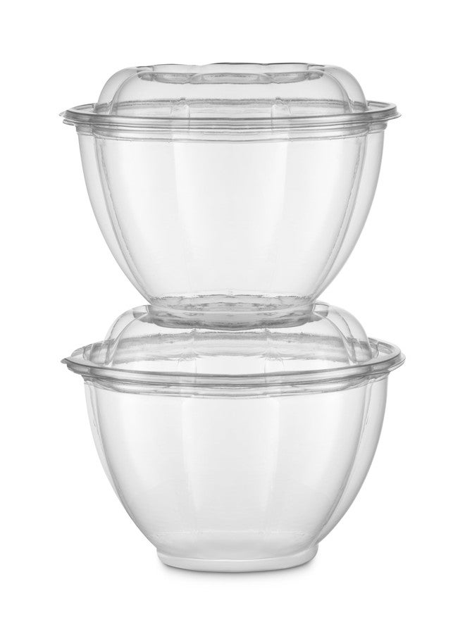Munfix 50 Pack 32oz Clear Plastic Salad Bowls with Lids Disposable Medium Takeout Container with Snap on Lid for Fruit Salads, Quinoa, Lunch and Meal Prep, Acai Bowl, To-Go Party Containers - Image 2