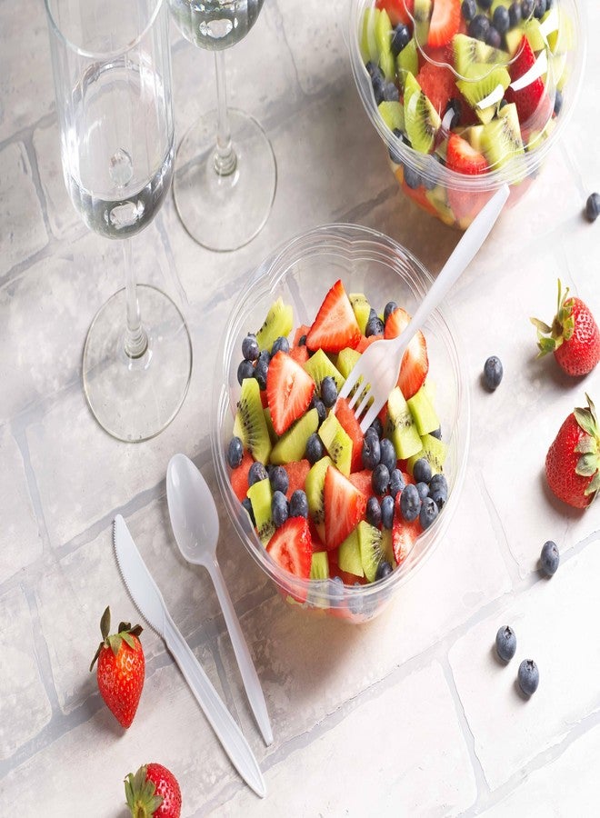 Munfix 50 Pack 32oz Clear Plastic Salad Bowls with Lids Disposable Medium Takeout Container with Snap on Lid for Fruit Salads, Quinoa, Lunch and Meal Prep, Acai Bowl, To-Go Party Containers - Image 5