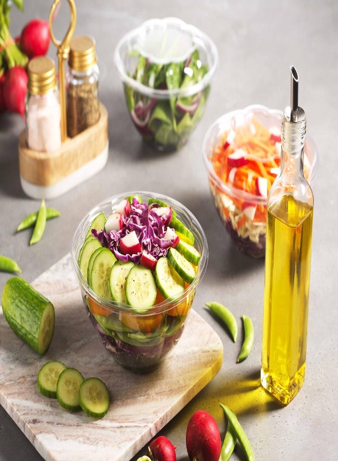 Munfix 50 Pack 32oz Clear Plastic Salad Bowls with Lids Disposable Medium Takeout Container with Snap on Lid for Fruit Salads, Quinoa, Lunch and Meal Prep, Acai Bowl, To-Go Party Containers - Image 3