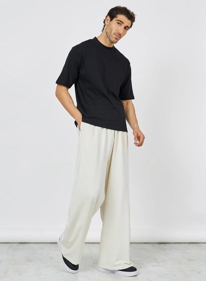 Styli Solid Wide Leg Open Hem Jogger