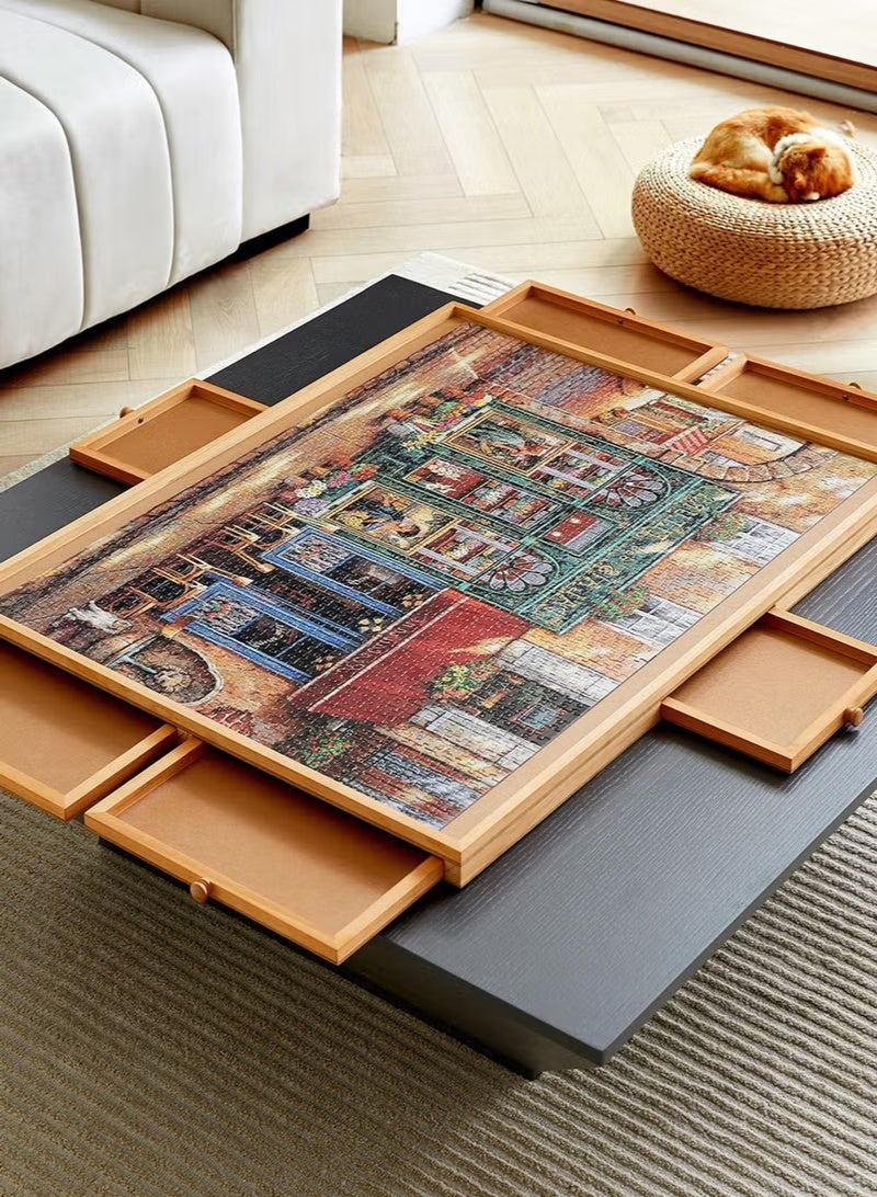 WALALLA 1500 Piece Foldable Wooden Jigsaw Puzzle Board, Portable Puzzle Table Portable Puzzle Table, 6 Drawers, PP Cover - Image 5