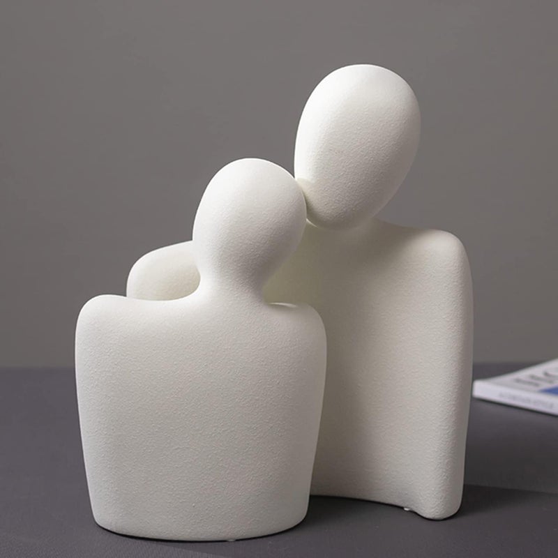 Katoonx Hugging Couple Statues Ceramic Lover Figurine Characters Book Shelf Coffee Table Decor for Home (White) - Image 5