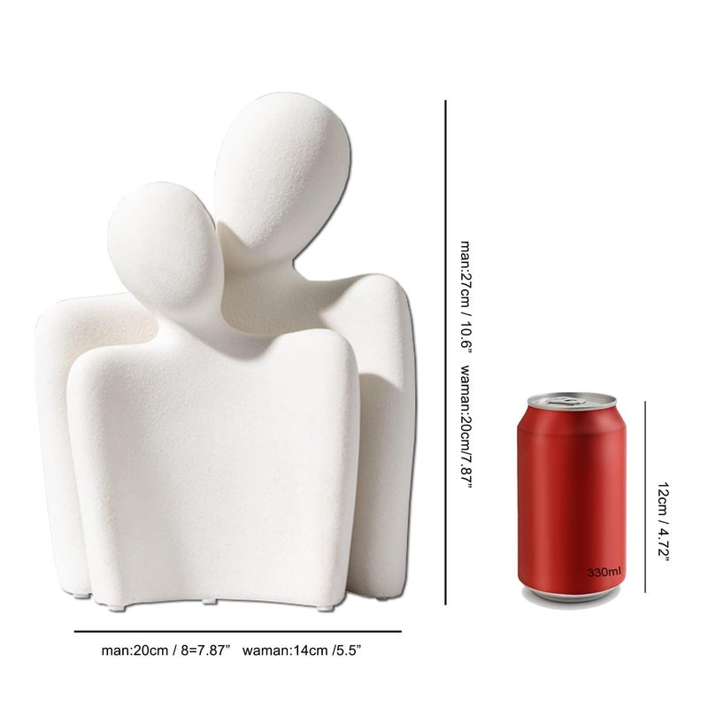 Katoonx Hugging Couple Statues Ceramic Lover Figurine Characters Book Shelf Coffee Table Decor for Home (White) - Image 3