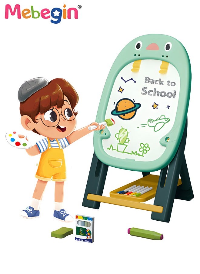 MEBEGIN Kids Magnetic Easel for Kids with 5 Drawing Pens, Adjustable Drawing Easel with Dinosaur Shape and Stable Structure, Portable Drawing Board, Educational Art Easel, Ideal Gift for Kids, 32.5*30*62cm  - Image 1