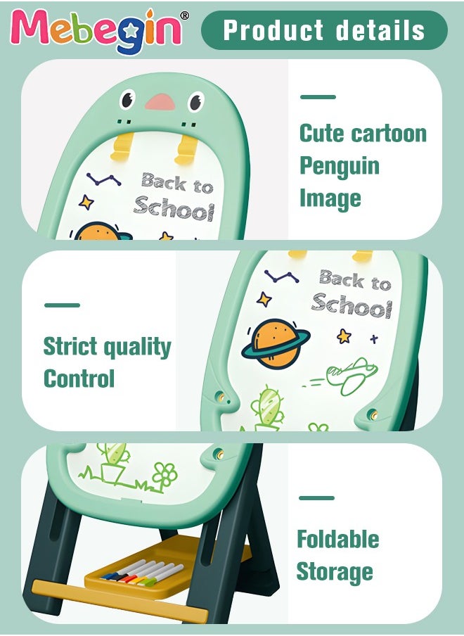 MEBEGIN Kids Magnetic Easel for Kids with 5 Drawing Pens, Adjustable Drawing Easel with Dinosaur Shape and Stable Structure, Portable Drawing Board, Educational Art Easel, Ideal Gift for Kids, 32.5*30*62cm  - Image 5