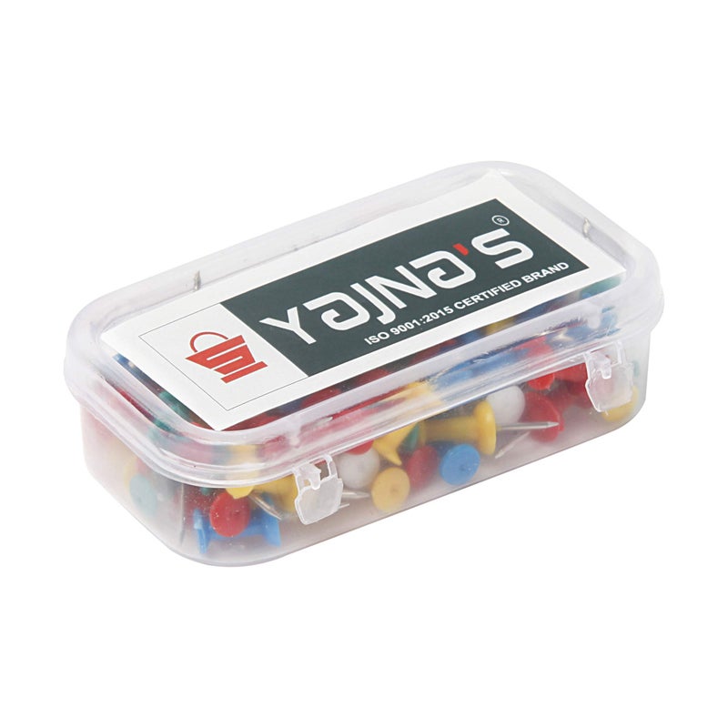 YAJNAS® 50 Pieces Transparent Multicolor Push Pins for Notice Boards, Soft Boards, and Displays (Office, Home, Shop) - Image 5